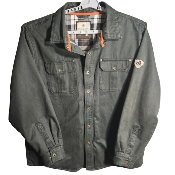 Legendary Whitetails XL Olive Green Flannel Lined Waxed Cotton BARN CHORE Jacket - Picture 1 of 11